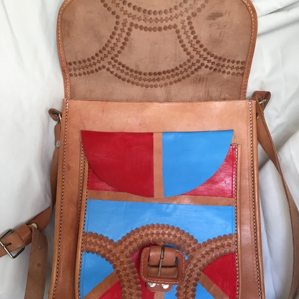 New Hand Painted Mexican Leather Over the Shoulder Sachel